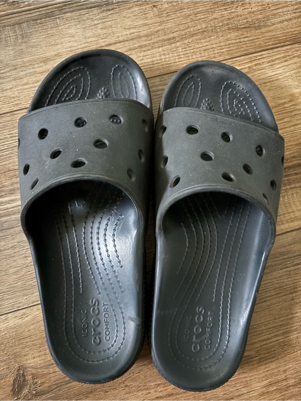 CROCS Black Slide Sandals with Vent Holes